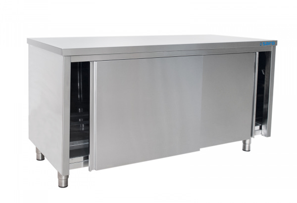 Edelstahlschrank Schiebetür 600 mm Tiefe 1000mm