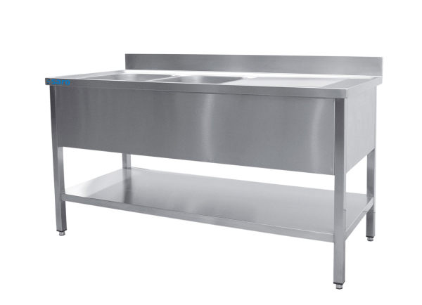 Gastro Spültisch 2 Becken, links B 1400 x T 700