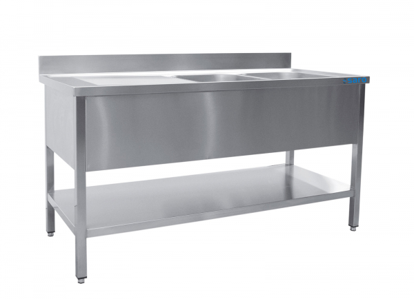 Gastro Spültisch 2 Becken, rechts B 1400 x T 700